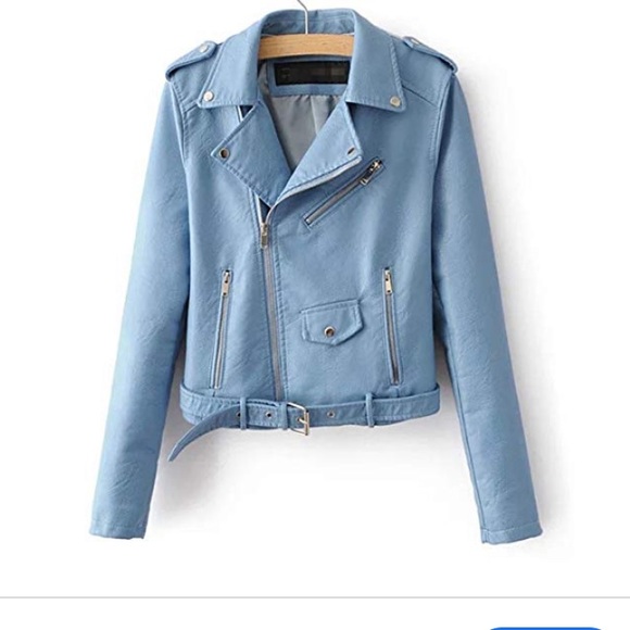 Hot Topic Jackets & Blazers - Light blue vegan leather jacket. ASO #3 ☂️ Academy